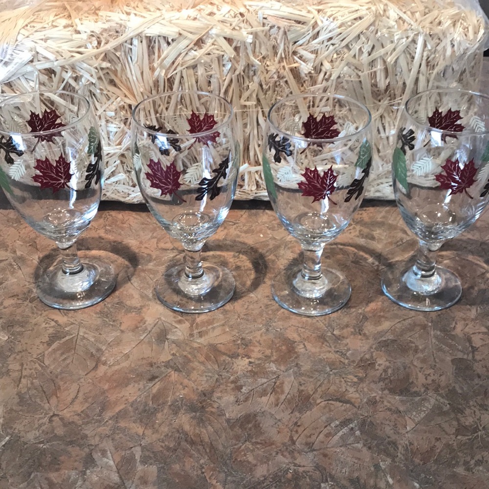 Autumn set of four water/wine glasses